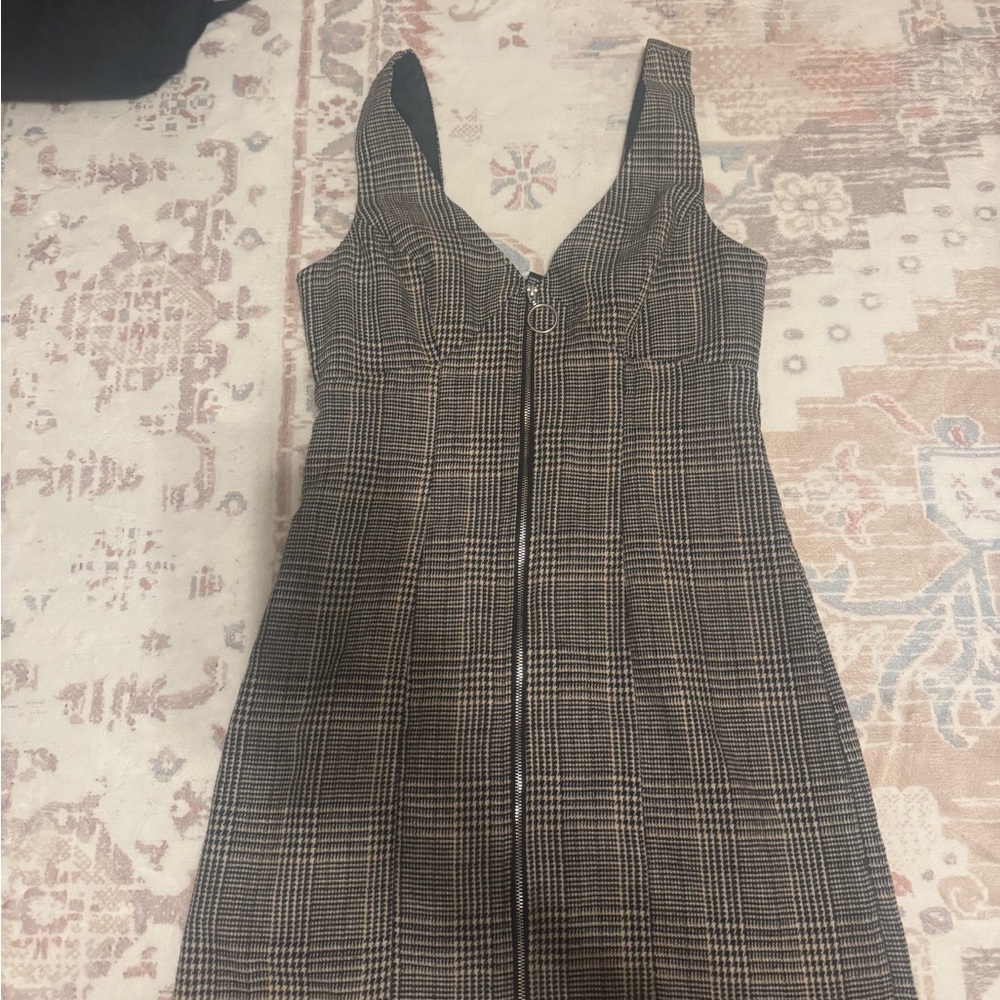 Plaid Black and Tan Women's Dress
